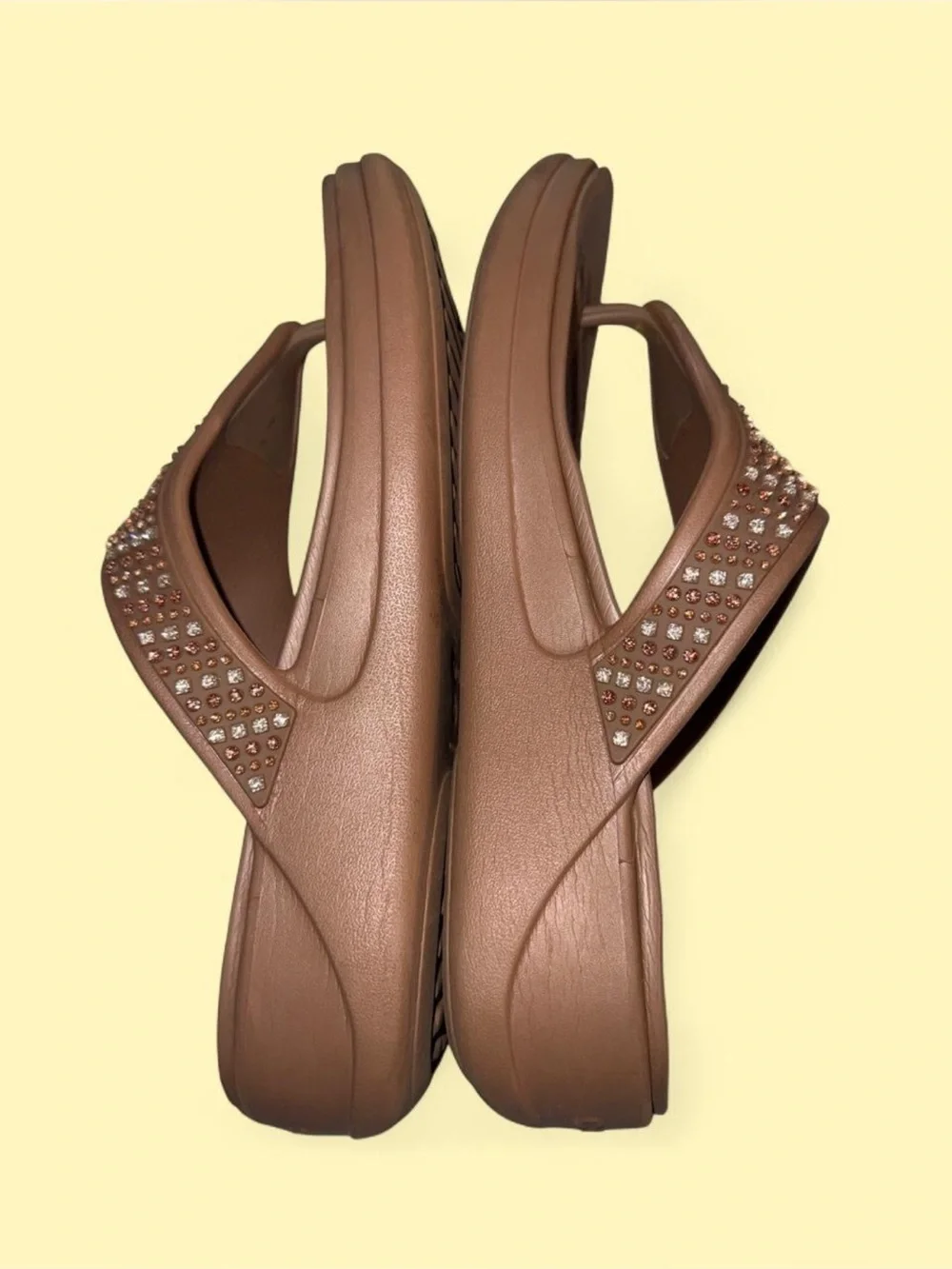 CROCS Women’s Brown Jeweled Thong Sandals